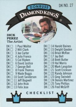#DK-27 Diamond Kings Checklist - 1992 Donruss - Diamond Kings Baseball