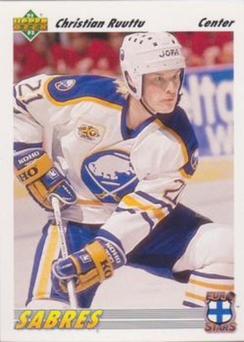 #E11a Christian Ruuttu - Buffalo Sabres - 1991-92 Upper Deck - Euro-Stars Hockey