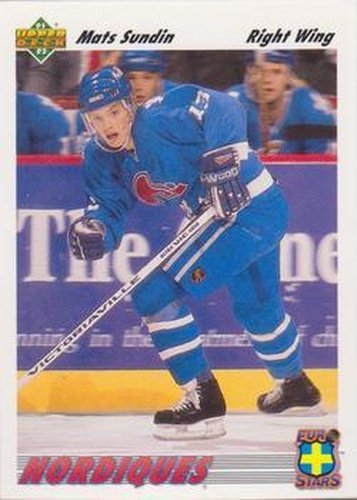 #E13a Mats Sundin - Quebec Nordiques - 1991-92 Upper Deck - Euro-Stars Hockey