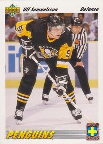 #E17a Ulf Samuelsson - Pittsburgh Penguins - 1991-92 Upper Deck - Euro-Stars Hockey