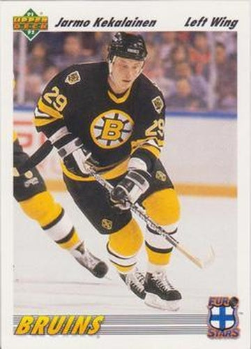 #E1a Jarmo Kekalainen - Boston Bruins - 1991-92 Upper Deck - Euro-Stars Hockey