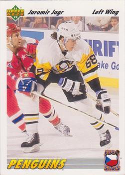 #E6a Jaromir Jagr - Pittsburgh Penguins - 1991-92 Upper Deck - Euro-Stars Hockey