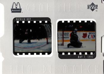 #F5 Patrick Roy - Colorado Avalanche - 1997-98 Upper Deck Ice McDonald's - Game Film Hockey