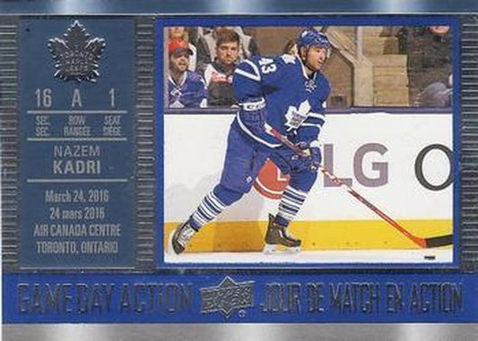 #GDA-12 Nazem Kadri - Toronto Maple Leafs - 2016-17 Upper Deck Tim Hortons - Game Day Action Hockey