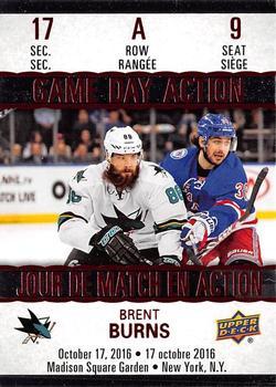 #GDA-9 Brent Burns - San Jose Sharks - 2017-18 Upper Deck Tim Hortons - Game Day Action Hockey