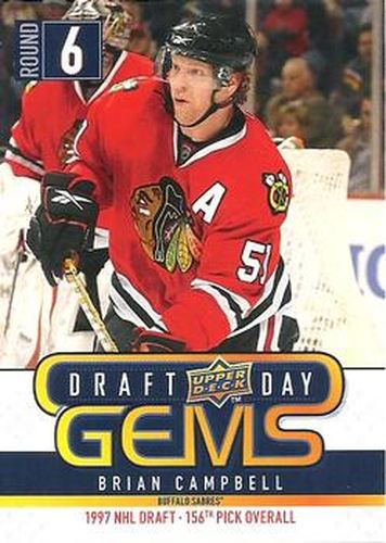 #GEM27 Brian Campbell - Chicago Blackhawks - 2009-10 Upper Deck - Draft Day Gems Hockey