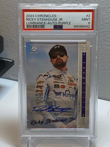 2023 Ricky Stenhouse Jr Chronicles Luminance #2 Purple Auto /25 PSA 9
