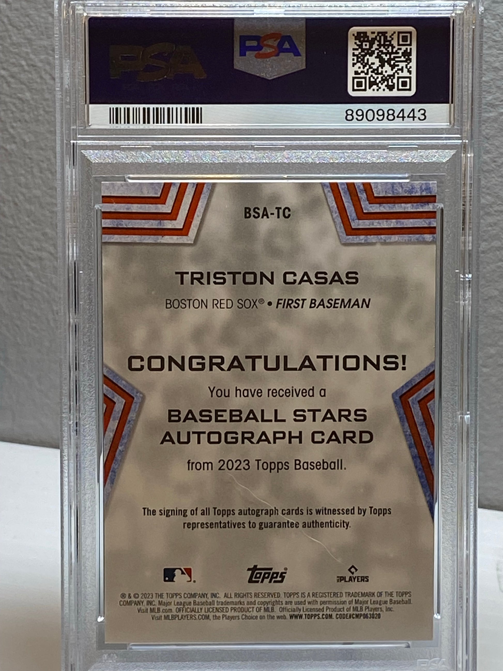 2023 Topps Triston Casas Baseball Stars Gold Rookie Auto /50 PSA 9