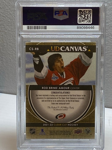 2021-22 Upper Deck Canvas Clear Cut Rod Brind'Amour Auto /17 PSA 10