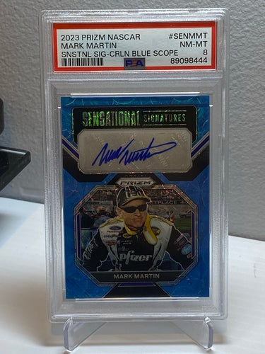 2023 Prizm Mark Martin Sensational Signatures Auto /75 Blue Scope PSA 8