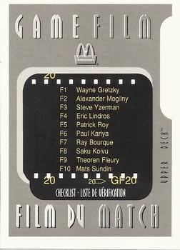 #NNO Checklist CL - 1997-98 Upper Deck Ice McDonald's - Game Film Hockey