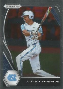 #PDP180 Justice Thompson - North Carolina Tar Heels - 2021 Panini Prizm Draft Picks - Pink Velocity Prizm Baseball