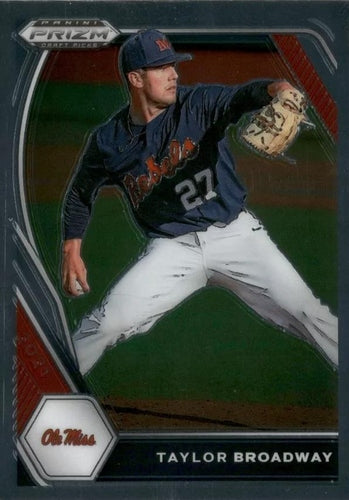 #PDP185 Taylor Broadway - Ole Miss Rebels - 2021 Panini Prizm Draft Picks - Pink Velocity Prizm Baseball