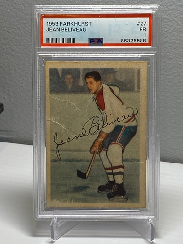 1953-54 Parkhurst Jean Beliveau #27 Canadiens Rookie HOF PSA 1