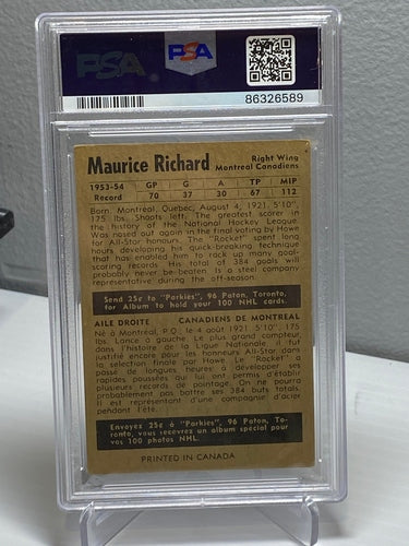 1954-55 Parkhurst Maurice "The Rocket" Richard #7 PSA 3