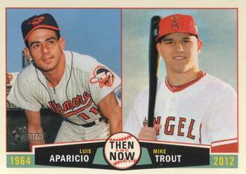 #TN-AT Luis Aparicio / Mike Trout - Baltimore Orioles / Los Angeles Angels - 2013 Topps Heritage - Then and Now Baseball