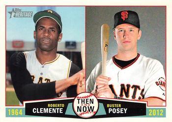 #TN-CP Roberto Clemente / Buster Posey - Pittsburgh Pirates / San Francisco Giants - 2013 Topps Heritage - Then and Now Baseball