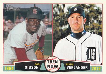 #TN-GV Bob Gibson / Justin Verlander - Detroit Tigers / St. Louis Cardinals - 2013 Topps Heritage - Then and Now Baseball