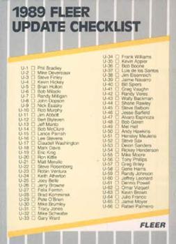#U-132 Checklist CL - 1989 Fleer Update Baseball