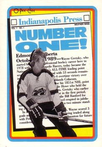 #1 Wayne Gretzky - Indianapolis Racers - 1990-91 O-Pee-Chee Hockey