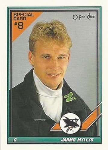 #8S Jarmo Myllys - San Jose Sharks - 1991-92 O-Pee-Chee Hockey - Sharks & Russians