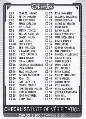 #100 Checklist: 1-100 CL - 2021-22 O-Pee-Chee Hockey