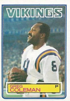 #100 Greg Coleman - Minnesota Vikings - 1983 Topps Football