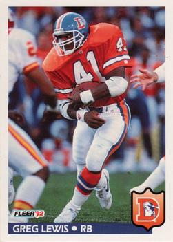 #100 Greg Lewis - Denver Broncos - 1992 Fleer Football