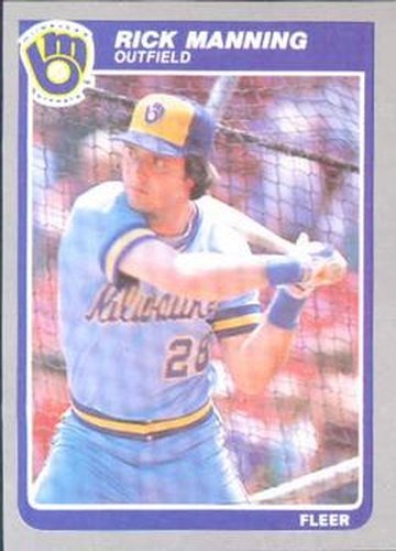 #586 Rick Manning - Milwaukee Brewers - 1985 Fleer Baseball