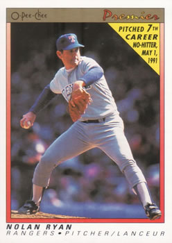 #102 Nolan Ryan - Texas Rangers - 1991 O-Pee-Chee Premier Baseball