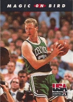 #102 Magic on Bird - USA - 1992 SkyBox USA Basketball