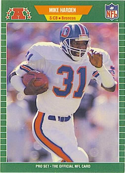 #102 Mike Harden - Denver Broncos - 1989 Pro Set Football