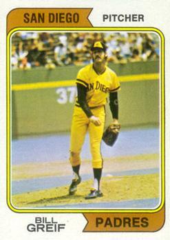 #102a Bill Greif - San Diego Padres - 1974 Topps Baseball