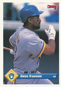 #103 Greg Vaughn - Milwaukee Brewers - 1993 Donruss Baseball