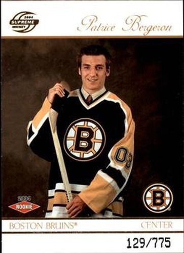 #104 Patrice Bergeron - Boston Bruins - 2003-04 Pacific Supreme Hockey