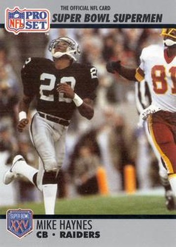 #104 Mike Haynes - Los Angeles Raiders - 1990-91 Pro Set Super Bowl XXV Silver Anniversary Football