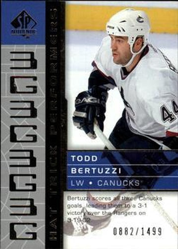 #104 Todd Bertuzzi - Vancouver Canucks - 2002-03 SP Authentic Hockey