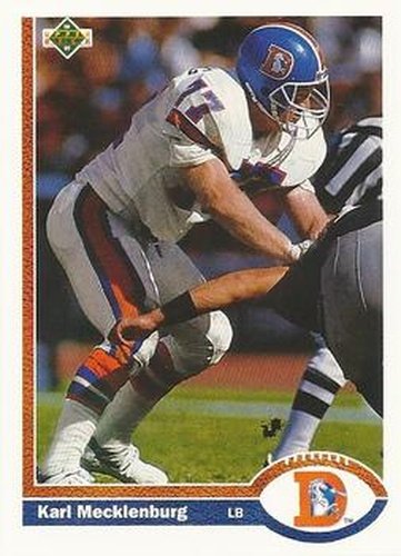 #105 Karl Mecklenburg - Denver Broncos - 1991 Upper Deck Football