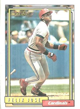 #105 Felix Jose - St. Louis Cardinals - 1992 O-Pee-Chee Baseball