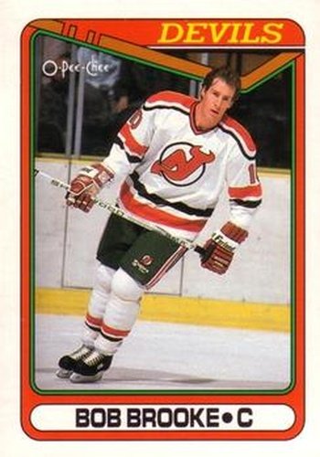 #105 Bob Brooke - New Jersey Devils - 1990-91 O-Pee-Chee Hockey