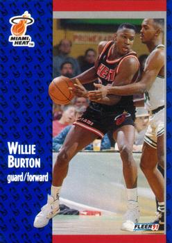 #105 Willie Burton - Miami Heat - 1991-92 Fleer Basketball