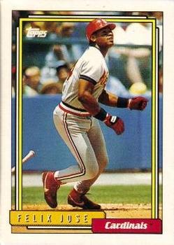 #105 Felix Jose - St. Louis Cardinals - 1992 Topps Baseball