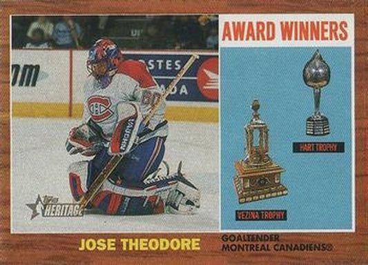 #105 Jose Theodore - Montreal Canadiens - 2002-03 Topps Heritage Hockey