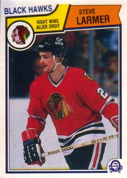 #105 Steve Larmer - Chicago Blackhawks - 1983-84 O-Pee-Chee Hockey