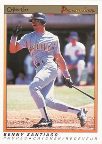 #105 Benny Santiago - San Diego Padres - 1991 O-Pee-Chee Premier Baseball
