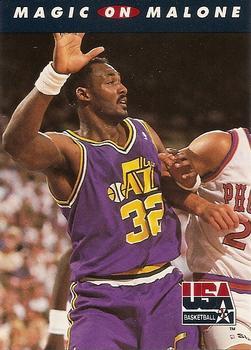 #106 Magic on Malone - USA - 1992 SkyBox USA Basketball
