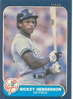 #108 Rickey Henderson - New York Yankees - 1986 Fleer Baseball