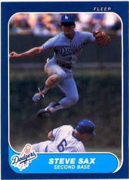 #143 Steve Sax - Los Angeles Dodgers - 1986 Fleer Baseball