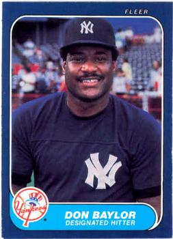 #99 Don Baylor - New York Yankees - 1986 Fleer Baseball
