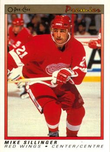 #107 Mike Sillinger - Detroit Red Wings - 1990-91 O-Pee-Chee Premier Hockey
